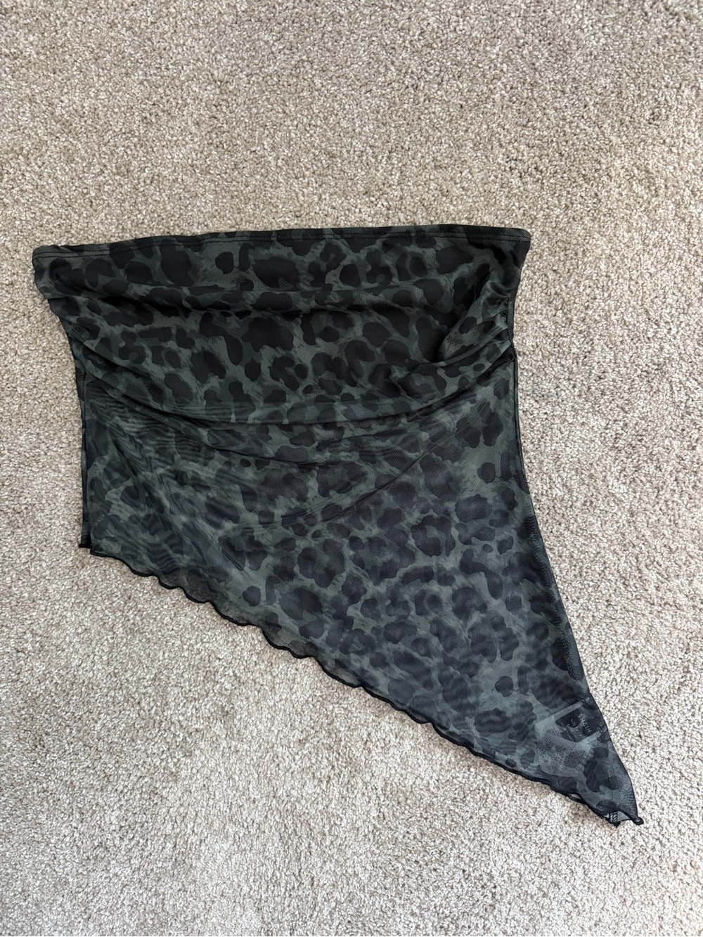 Shein Sheer Leopard Print Asymmetrical Top